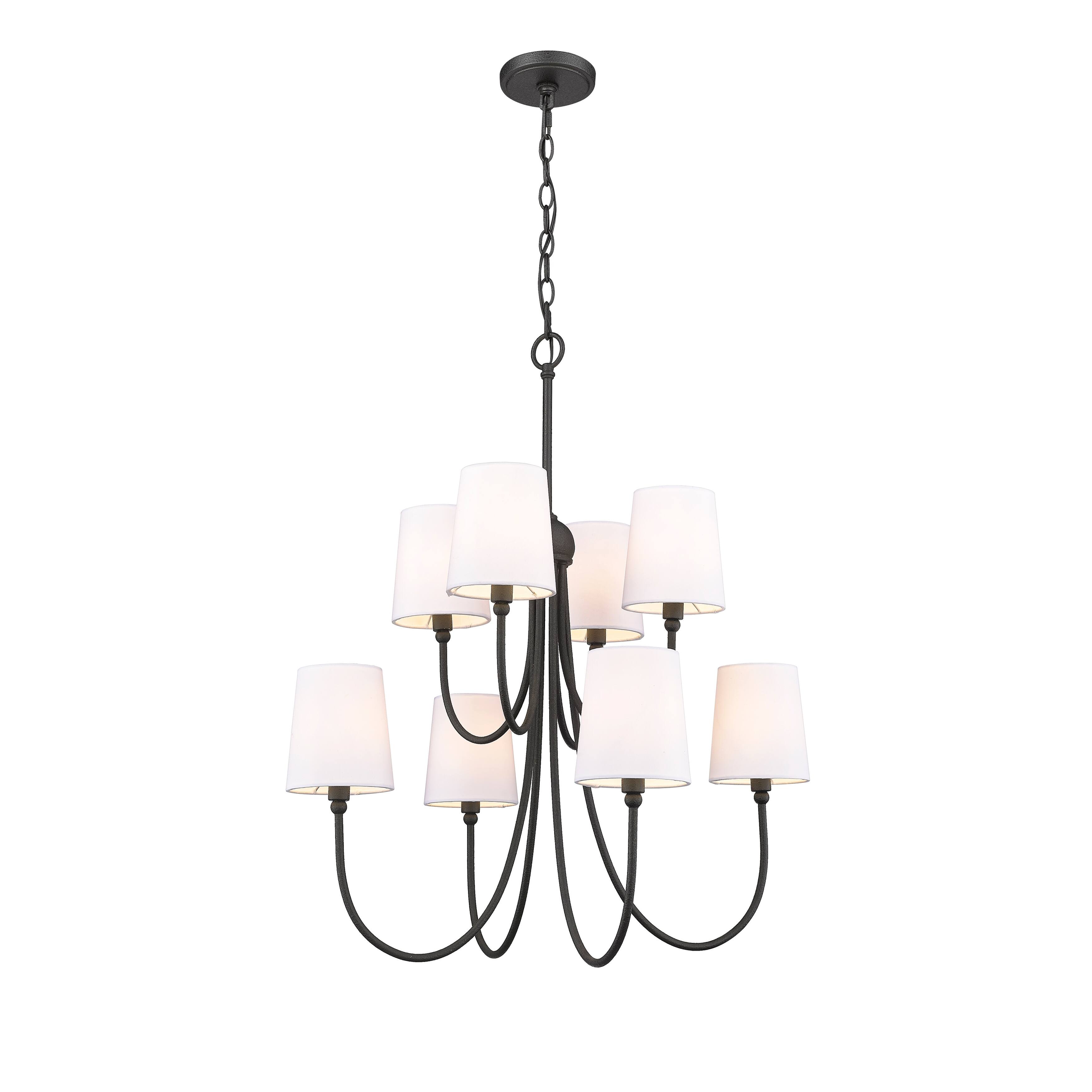 8 Light Large Rustic 26"W x 31"H with Shades Twotier Chandelier in